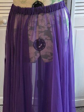 Purple Sheer Toole Belly Dance Overskirt